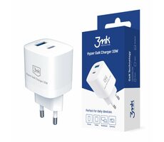3mk Hyper Charger 33 W biela / cestovná nabíjačka / GaN 1x USB - 1x USB-C