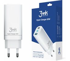 3mk Hyper Charger 65 W biela / cestovná nabíjačka / GaN 2x USB-C 