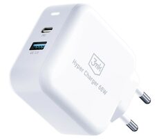 3mk Hyper Charger 68 W biela / cestovná nabíjačka / 1x USB-C - 1x USB