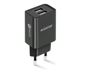 Aligator Múdra sieťová nabíjačka 2.4A čierna / 2xUSB / smart IC
