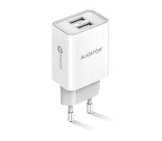 Aligator Chytrá sieťová nabíjačka 2.4A biela / 2xUSB / SMART IC / dopredaj