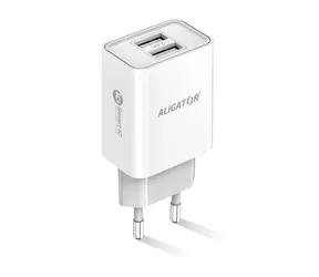 Aligator Chytrá sieťová nabíjačka 2.4A biela / 2xUSB / SMART IC / dopredaj