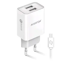 Aligator Múdra sieťová nabíjačka 2.4A biela / 2xUSB / smart IC