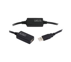 LogiLink UA0145 čierna / Aktívny USB 2.0 predlžovací kábel / 15m