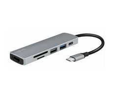 LogiLink UA0343 strieborná / USB-C Hub / 2x USB-A / 1x USB-C / HDMI 
