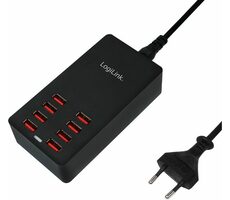 LogiLink PA0140 čierna / Nabíjací adaptér / 8x USB-A / 44W