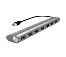 LogiLink UA0308 strieborná / USB Hub / 7x USB 3.0 / USB-A vstup