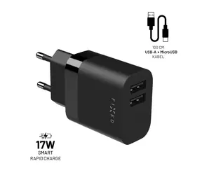 FIXED SMART Rapid Charge Sieťová nabíjačka s 2x USB výstupom (FIXC17N-2UM-BK) čierna / 17W 