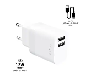 FIXED SMART Rapid Charge Sieťová nabíjačka s 2x USB výstupom (FIXC17N-2UL-WH) biela / 17W