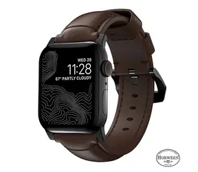 Nomad Traditional Band kožený remienok s čiernymi detailmi pre Apple Watch Ultra (49mm) 8/7 (45mm)/6/SE/5/4 hnedá 