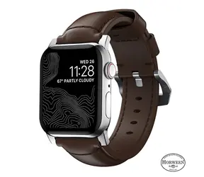 Nomad Traditional Band kožený remienok so striebornými detailmi pre Apple Watch Ultra (49mm) 8/7 (45mm)/6/SE/5/4 hnedá 