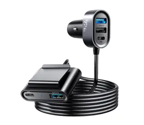 Joyroom JR-CL05 čierna / Nabíjačka do auta / 4xUSB / 2xUSB-C / 1.5m / 72W