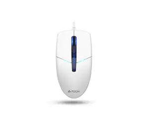 A4Tech N-530S biela / Kancelárska optická myš / 1200 DPI / 3tl. + koliesko / jednofarebné podsvietenie modrej / USB / 1.5 m