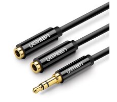 Ugreen Kábel 3.5mm Jack (M) - 2x 3.5mm Jack (F) 0.25m čierna