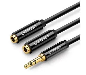 Ugreen Kábel 3.5mm Jack (M) - 2x 3.5mm Jack (F) 0.25m čierna