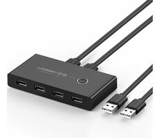 Ugreen USB 2.0 Switch čierna / 2x USB-A 2.0 (M) - 4X USB-A 2.0 (F) / dopredaj