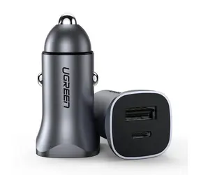 Ugreen CD130 Adaptér do auta šedá / 1x USB-C / 1x USB-A / 30W / PD