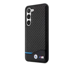 BMW M PU Carbon Blue Line Zadný Kryt pre Samsung Galaxy S23+ čierna