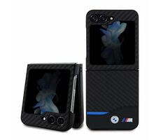 BMW M PU Carbon Blue Line Zadný Kryt pre Samsung Galaxy Z Flip 5 čierna
