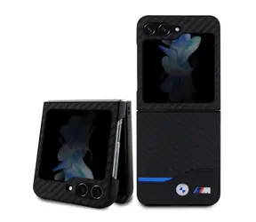 BMW M PU Carbon Blue Line Zadný Kryt pre Samsung Galaxy Z Flip 5 čierna