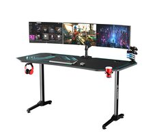 Ultradesk Frag XXL modrá / Herný stôl / 160 x 75 x 75 cm / USB hub