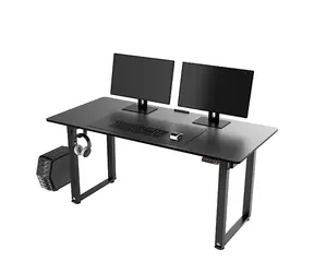 Ultradesk Uplift čierna / Herný stôl / 160 x 75 x 74 - 116 cm / nastaviteľná výška / LED osvetlenie 