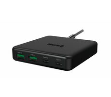 Swissten MINI DESKTOP nabíjačka GaN čierna / 65W / 2x USB-A &amp; 2x USB-C