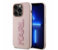 Karl Lagerfeld 3D Rubber Glitter Logo Karl Zadný Kryt pre Apple iPhone 15 Pro ružová