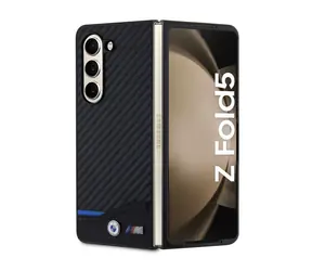 BMW M PU Carbon Blue Line Zadný Kryt pre Samsung Galaxy Z Fold 5 čierna
