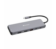 Verbatim Multiport Hub CMH-13 USB-C sivá / Dokovacia stanica / 6x USB-A / 2x USB-C / RJ45 / 2x HDMI / DP / 3.5mm