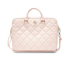 Guess PU Quilted 4G Metal Logo Computer Bag 15/16" ružová