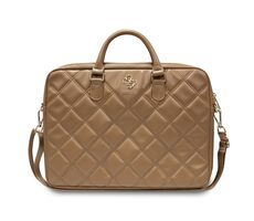 Guess PU Quilted 4G Metal Logo Computer Bag 15/16" hnedá
