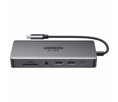 Ugreen HUB USB-C Dokovacia stanica / PD / 2x HDMI / RJ45 / TF slot / SD slot / jack 3.5 mm