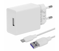 Obal:Me Cestovná Nabíjačka USB-A 10W + USB-A/USB-C Kábel 1m biela