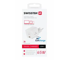 Swissten sieťový adaptér GaN USB-C 65W biela