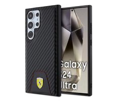 Ferrari PU Leather Bottom Carbon Zadný Kryt pre Samsung Galaxy S24 Ultra čierna