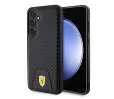 Ferrari PU Leather Bottom Carbon Zadný Kryt pre Samsung Galaxy S24+ čierna