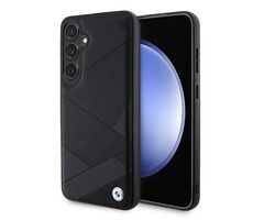 BMW Signature Leather Kovové Logo Zadný Kryt pre Samsung Galaxy S24+ čierna 