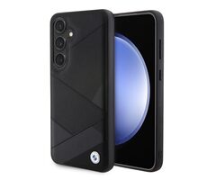 BMW Signature Leather Kovové Logo Zadný Kryt pre Samsung Galaxy S24 čierna 