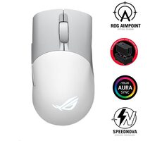 Asus ROG Keris Wireless AimPoint biela / Bezdrôtová herná myš / 36000 DPI / 5 tlačidiel / BT &amp; RF &amp; USB