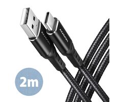 Axagon BUCM-AM20AB HQ Dátový kábel USB-A 2.0 - USB-C 2m čierna