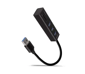 Axagon HMA-CR3A, USB 5Gbps húb, porty 3x USB-A + čítačka kariet SD/microSD, kovový, kábel USB-A 20cm