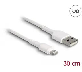 DeLock Napájací kábel USB-A 2.0 (M) - Apple Lightning (M) 30cm biela