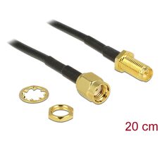DeLock Kábel RP-SMA (F) - RP-SMA (M) 0.2m čierna