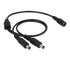 DeLock Kábel DC 5.5 x 2.1mm (F) x 2x DC 5.5 x 2.1mm (M) 50cm čierna 