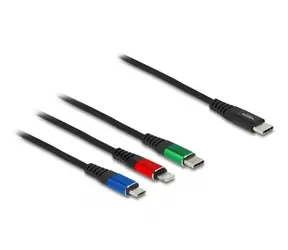 DeLock Napájací kábel USB-C 2.0 (M) - USB Micro-B (M) &amp; USB-C (M) &amp; Lightning (M) 1m farebný