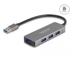 DeLock USB Hub 5 Gbps USB-A - 4X USB-A sivá