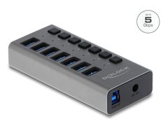 DeLock Externý USB Hub 5Gbps USB-B (F) - 7x USB-A (F) sivá