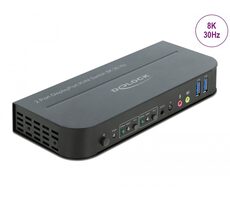 DeLock DisplayPort 1.4 Switch HDMI &amp; USB &amp; 3.5mm jack čierna