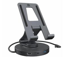 Icy Box IB-TH100-DK sivá / Dok na tablet / do 11&quot; / 2x USB-A 3.2 Gen 1 / HDMI / SD / AUX / USB-C 100W 